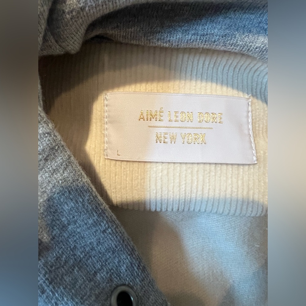 NWT Aime Leon Dore Cream Corduroy Button Up Shacket with Hood— Size Large - Picture 11 of 12